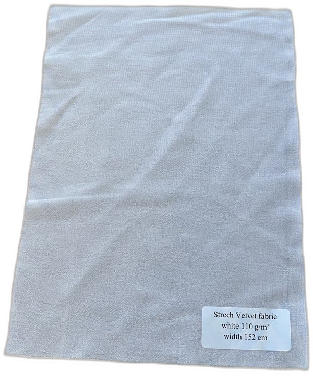 Strech velvet kangas, 100% polüester, valge